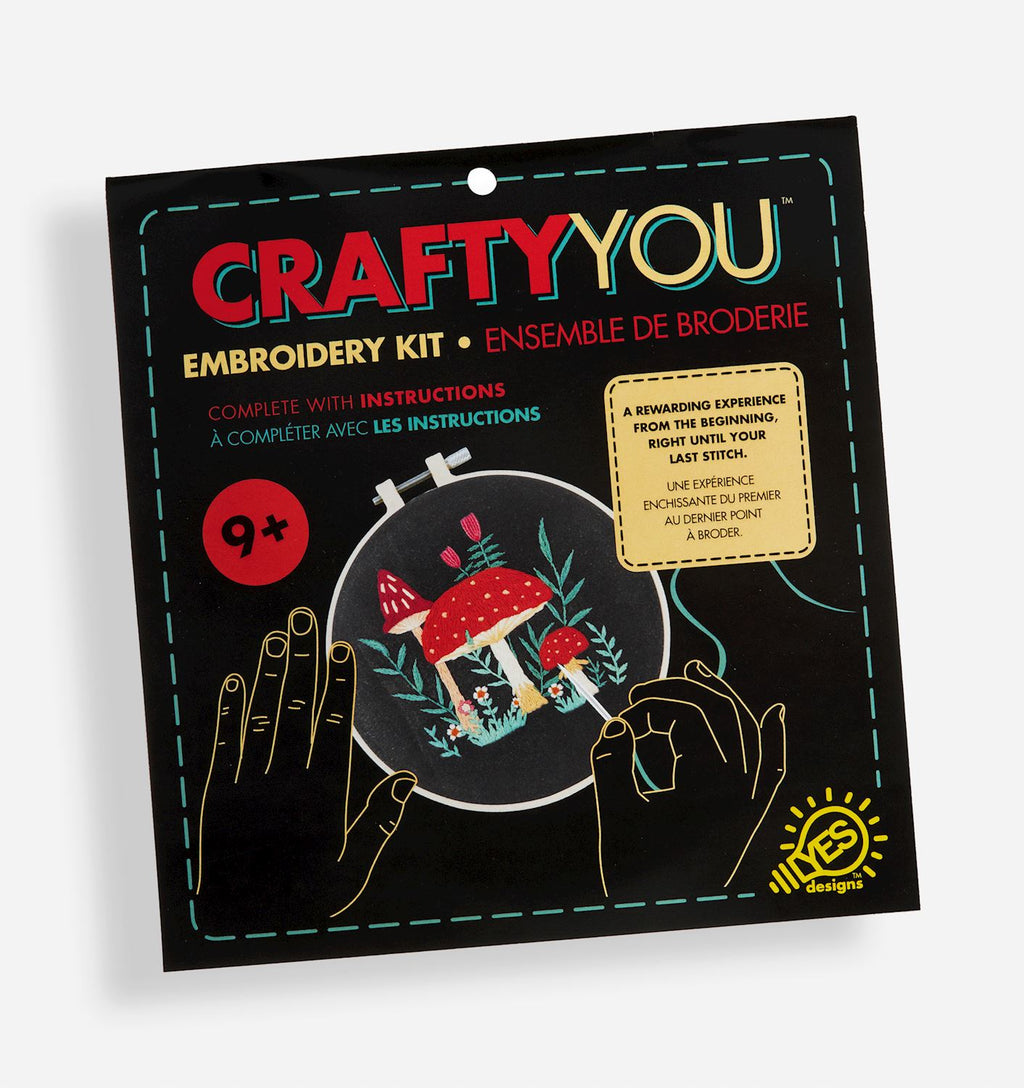 Crafty You Embroidery Kit - Mushrooms 6” - Lighten Up Shop