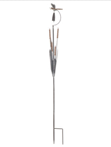Dragonfly Cattail Bell Garden Stake - Lighten Up Shop
