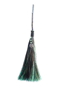 Wicca Broom - Green Aventurine/Celtic Knot 18” - Lighten Up Shop