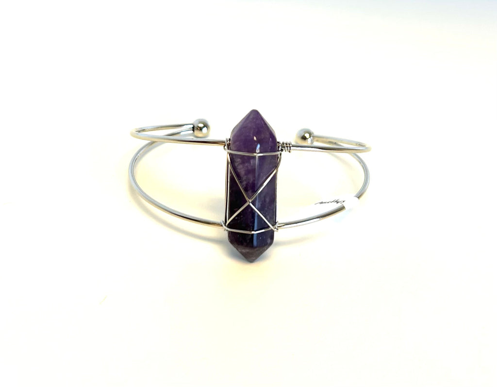Amethyst Double Point Adjustable Bracelet - Lighten Up Shop