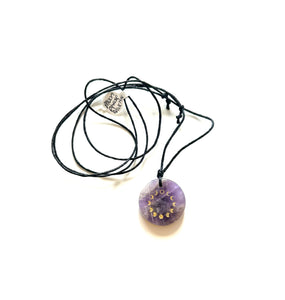 Amethyst Moon Phase Necklace Round - Lighten Up Shop