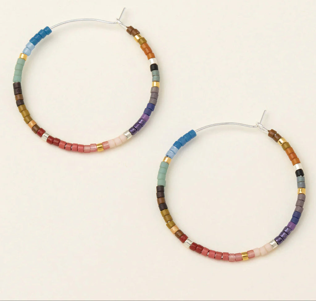 Chromacolor Miyuki Small Hoop - Dark Multi/Silver - Lighten Up Shop