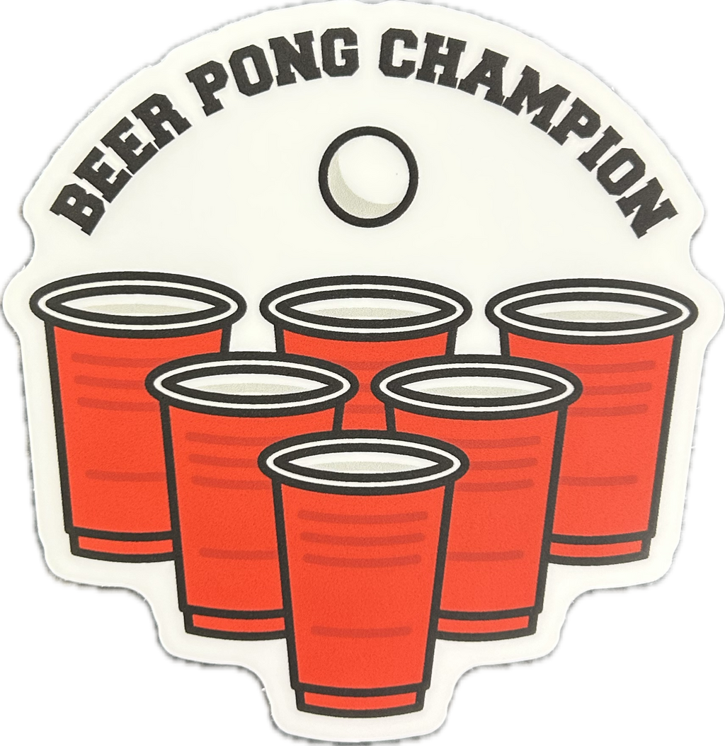 Beer Pong Champion Sticker - Lighten Up Shop