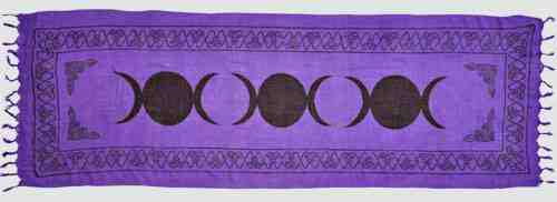 Purple 3 Triple Moon Altar Cloth 22” x 72” - Lighten Up Shop