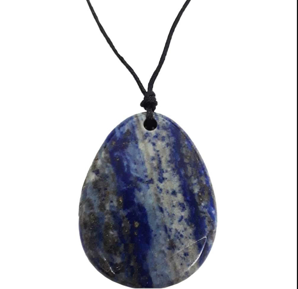 Lapis Lazuli Flat Pendant Necklace - Lighten Up Shop
