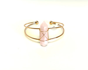 Rose Quartz Double Point Adjustable Bracelet - Lighten Up Shop