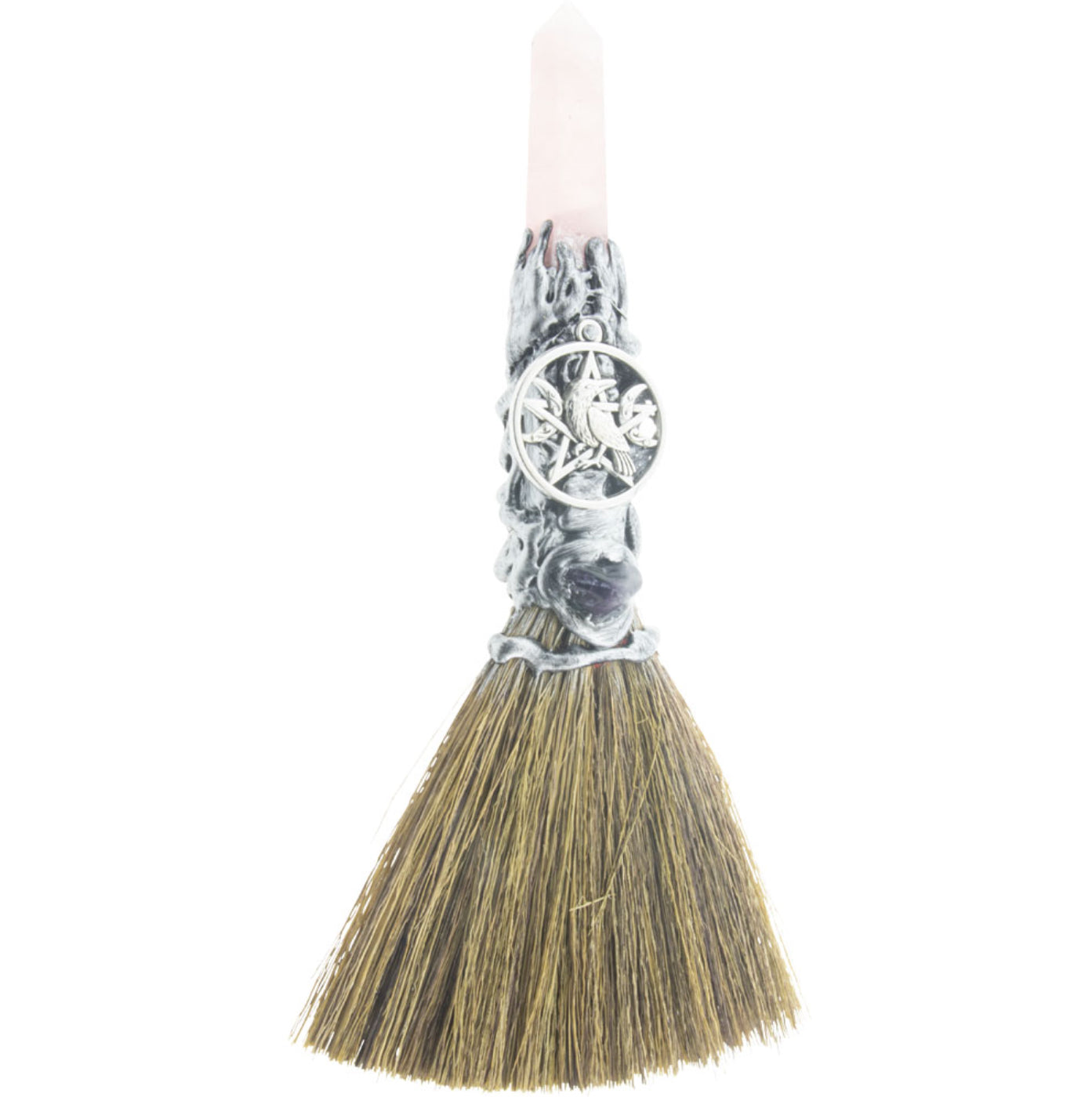 Wicca Broom - Rose Quartz 13” - Lighten Up Shop