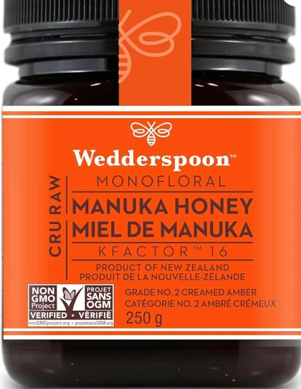 Wedderspoon Monofloral Manuka Honey KFactor16 (250 grams) - Lighten Up Shop