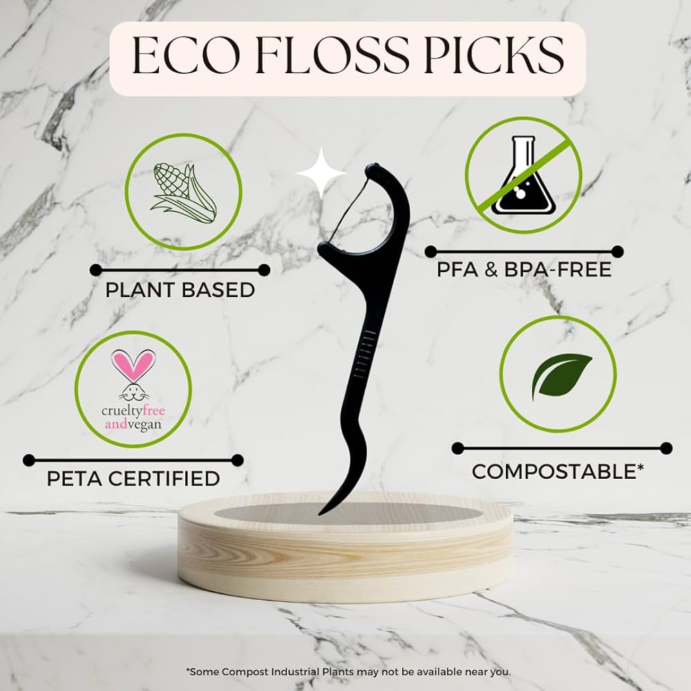 The Future Is Bamboo Charcoal & Lemon Floss Picks (50pc) - Lighten Up Shop