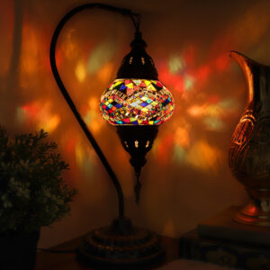 Turkish Swan Neck Mosaic Table Lamp Multi Colour - Lighten Up Shop